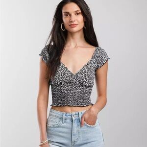 🌻 Billabong Beach Bird Smocked Crop Top XS